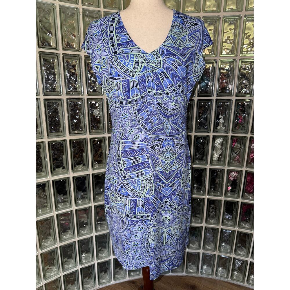 Title Nine Amelia Dress Short Sleeve Purple Pink Floral Zip Pockets - Sz M - OE